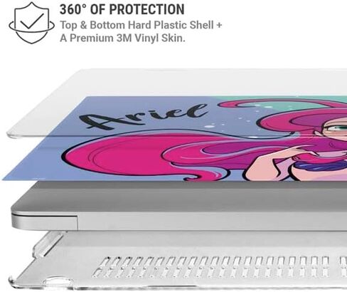 حقيبة كمبيوتر محمول Skinit بالإضافة إلى غلاف متوافق مع جهاز MacBook Air 13in (2020) - تصميم Disney Ariel المرخص رسميًا in Kuwait