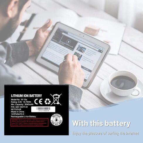 بطارية W-10a (لـ M1)، [5040 مللي أمبير] بطارية بديلة عالية السعة لجهاز Netgear MR1100 AT&T Nighthawk M1 LTE Mobile Hotspot Router Netgear W-10A P/N: 308-10077-01 in Kuwait