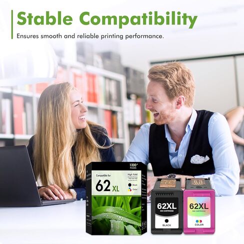 62 62XL Ink Cartridges Black and Color Combo Pack Envy 7640 5660 Replacement for 62 62XL Ink Envy 7645 5540 5740 5660 5740 OfficeJet 200 250 Printer High Yield Black Tri-Color 2-Pack in Kuwait
