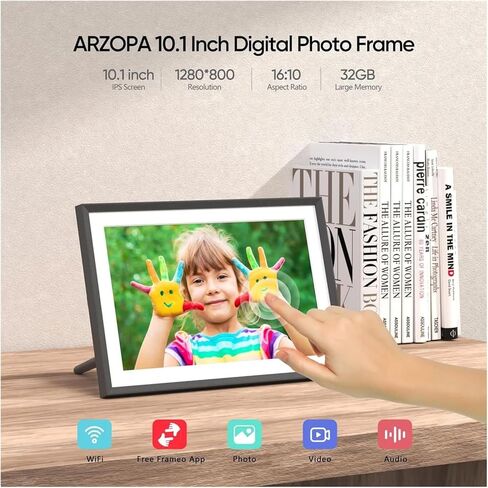 إطار صور رقمي 10.1 بوصة إطار صورة رقمي واي فاي ذكي بسعة 32 جيجابايت مع شاشة لمس IPS 1280 × 800 أكثر وضوحًا in Kuwait