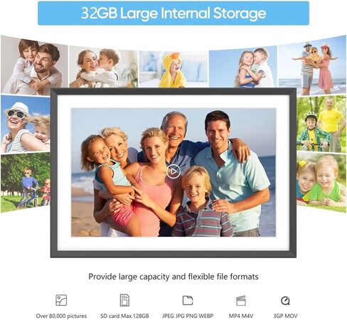 إطار صور رقمي 10.1 بوصة إطار صورة رقمي واي فاي ذكي بسعة 32 جيجابايت مع شاشة لمس IPS 1280 × 800 أكثر وضوحًا in Kuwait