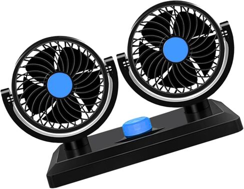 Garosa Dual Head USB Car Cooling Fan, 360 Degree Rotatable ABS Plastic Vehicle Fan for Dashboard, Perfect for Cars and Trucks in Kuwait