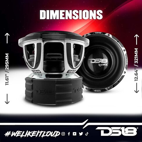 DS18 HOOL-X12.4DHE Hooligan 12" High Excursion Car Subwoofer 4000 Watts RMS 4" Dvc 4-Ohm, SPL Car Subwoofer, Competition Grade (Renewed) in Kuwait