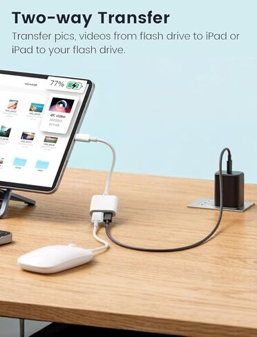 محول Apple USB-C إلى USB لجهاز iPhone 15 16 17، كابل USB 3.0 OTG معتمد من MFi مع منفذ شحن 60 وات لجهاز iPad MacBook Air Pro إلى الكاميرا، محرك فلاش USB، محرك الأقراص الصلبة SSD، الماوس، MIDI، لوحة المفاتيح، الطبل in Kuwait