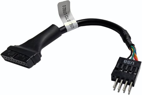 كابل محول WLGQ USB 3.0 إلى USB 2.0، محول رأس داخلي 19/20 إلى 9 دبوس، سرعة نقل بيانات 480 ميجابت في الثانية لاتصال اللوحة الأمامية للكمبيوتر المكتبي - حزمة واحدة in Kuwait