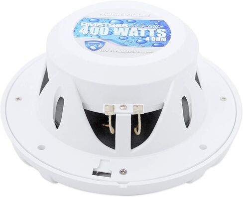 Rockville RXM-S6 Bundle: 2600W Marine 6-Ch Amplifier with PA Mic, (4) RMSTS65W 6.5 in 800W Per Pair 2-Way Boat Speakers, (2) RWB70W 250W Wakeboard Tower Speakers, RMWK4 4 AWG Amp Install Kit, 8-Items in Kuwait