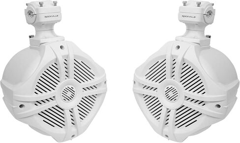 Rockville RXM-S6 Bundle: 2600W Marine 6-Ch Amplifier with PA Mic, (4) RMSTS65W 6.5 in 800W Per Pair 2-Way Boat Speakers, (2) RWB70W 250W Wakeboard Tower Speakers, RMWK4 4 AWG Amp Install Kit, 8-Items in Kuwait
