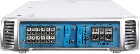 Rockville RXM-S6 Bundle: 2600W Marine 6-Ch Amplifier with PA Mic, (4) RMSTS65W 6.5 in 800W Per Pair 2-Way Boat Speakers, (2) RWB70W 250W Wakeboard Tower Speakers, RMWK4 4 AWG Amp Install Kit, 8-Items in Kuwait