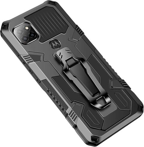 Compatible with Motorola One 5G UW Ace Case, Military Grade Drop Protection Armor Case with Metal Belt Clip Built-in Kickstand Dual Layer Full Body Protective Case in Kuwait