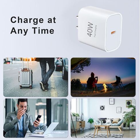 3 عبوات شاحن USB C بقوة 40 وات شحن سريع مع كابل USB C بطول 6 أقدام، شاحن من النوع C لأجهزة iPhone 17/17 Pro/17 Pro Max/16/15/15 Pro Max، شاحن سريع لأجهزة iPhone، وشواحن USB-C لأجهزة USB-C in Kuwait