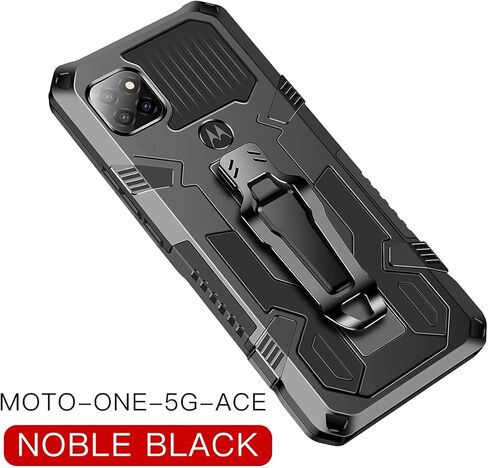 Compatible with Motorola One 5G UW Ace Case, Military Grade Drop Protection Armor Case with Metal Belt Clip Built-in Kickstand Dual Layer Full Body Protective Case in Kuwait