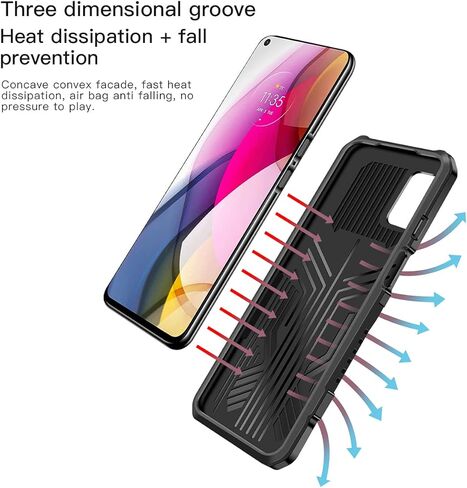 Compatible with Motorola One 5G UW Ace Case, Military Grade Drop Protection Armor Case with Metal Belt Clip Built-in Kickstand Dual Layer Full Body Protective Case in Kuwait