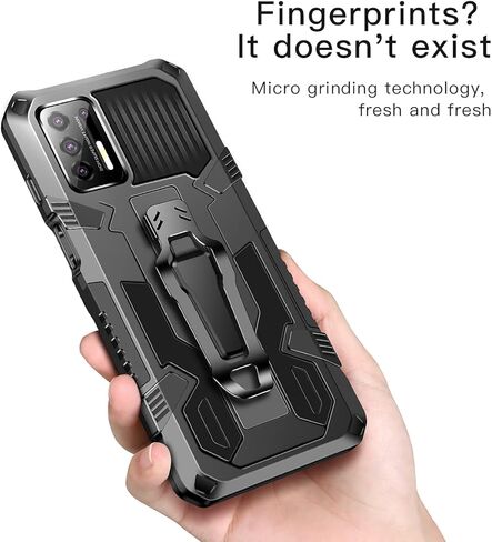Compatible with Motorola One 5G UW Ace Case, Military Grade Drop Protection Armor Case with Metal Belt Clip Built-in Kickstand Dual Layer Full Body Protective Case in Kuwait