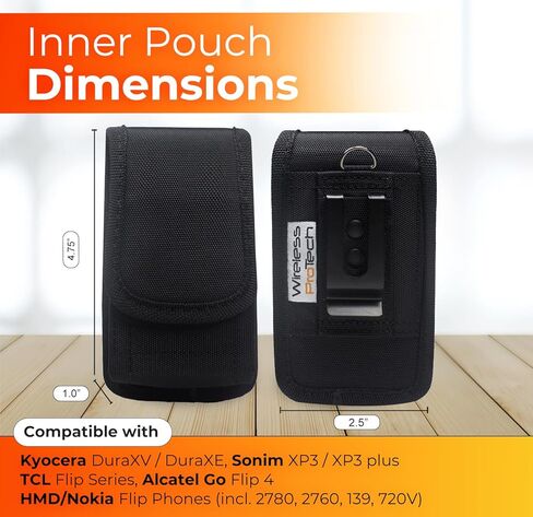 Medium Size Premuim Heavy Duty Nylon Pouch with Metal Belt Clip and Adjustable Magnetic Closer Holster Compatible with CAT, Sonim, Kyocera, TCL, Sony, Alcatel, HMD, Nokia Phones in Kuwait