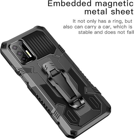 Compatible with Motorola One 5G UW Ace Case, Military Grade Drop Protection Armor Case with Metal Belt Clip Built-in Kickstand Dual Layer Full Body Protective Case in Kuwait