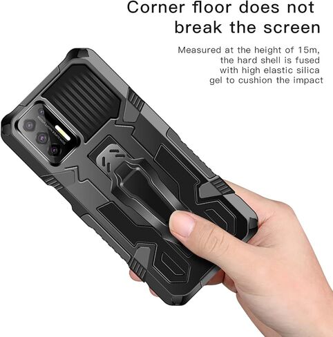 Compatible with Motorola One 5G UW Ace Case, Military Grade Drop Protection Armor Case with Metal Belt Clip Built-in Kickstand Dual Layer Full Body Protective Case in Kuwait