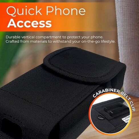 Medium Size Premuim Heavy Duty Nylon Pouch with Metal Belt Clip and Adjustable Magnetic Closer Holster Compatible with CAT, Sonim, Kyocera, TCL, Sony, Alcatel, HMD, Nokia Phones in Kuwait