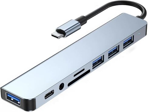 8-in-1 Hub USB Type-C Ports Multi-Function Docking Station with USB 3.0 + USB-C + SD/TF + 3.5mm Audio, Supports Smooth Multi-Port Collaboration in Kuwait