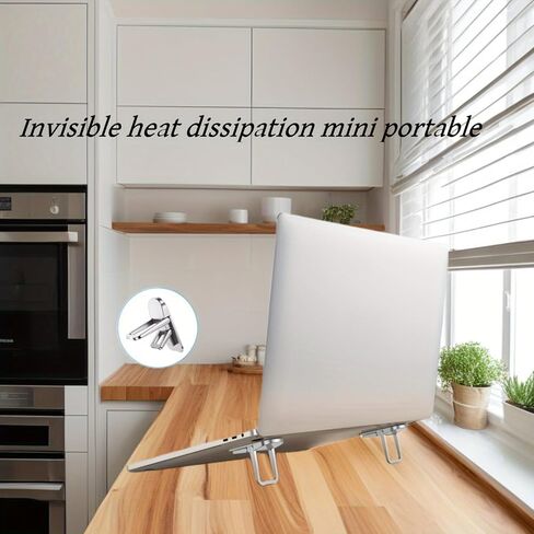 Adjustable Laptop Stand, Foldable & Portable Laptop Riser for Notebooks, Elevated Laptop Holder (2Pcs) (Silver) in Kuwait