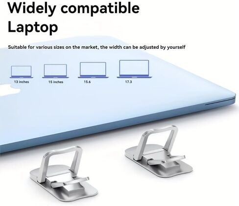 Adjustable Laptop Stand, Foldable & Portable Laptop Riser for Notebooks, Elevated Laptop Holder (2Pcs) (Silver) in Kuwait