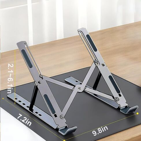 1 Piece Laptop Stand,Foldable Adjustable Laptop Riser,Portable Desktop Holder,Black in Kuwait