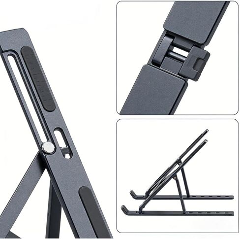 1 Piece Laptop Stand,Foldable Adjustable Laptop Riser,Portable Desktop Holder,Black in Kuwait