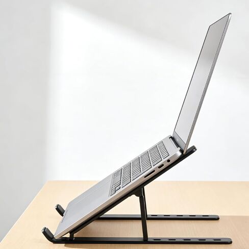 1 Piece Laptop Stand,Foldable Adjustable Laptop Riser,Portable Desktop Holder,Black in Kuwait