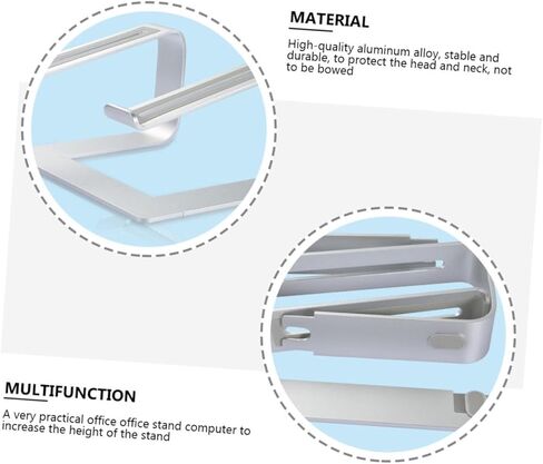 NOLITOY Aluminum Alloy Laptop Stand Ventilated Desktop Holder Adjustable Height Notebook Bracket for Office Use Silver in Kuwait