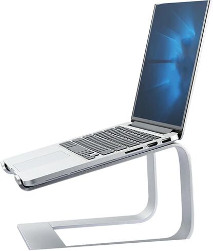 NOLITOY Aluminum Alloy Laptop Stand Ventilated Desktop Holder Adjustable Height Notebook Bracket for Office Use Silver in Kuwait