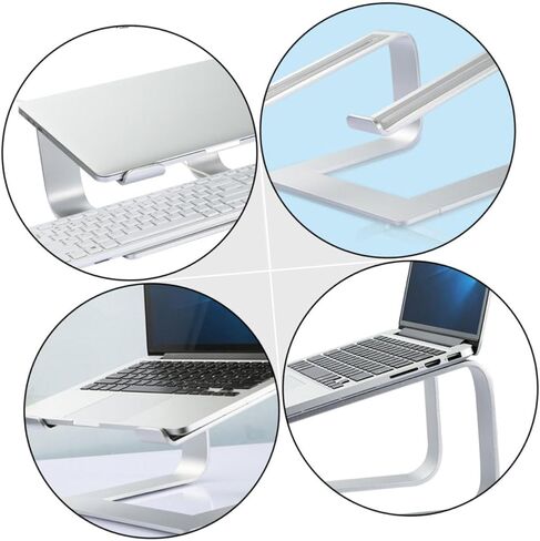 NOLITOY Aluminum Alloy Laptop Stand Ventilated Desktop Holder Adjustable Height Notebook Bracket for Office Use Silver in Kuwait