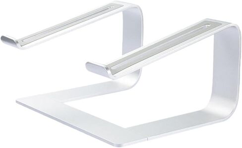 NOLITOY Aluminum Alloy Laptop Stand Ventilated Desktop Holder Adjustable Height Notebook Bracket for Office Use Silver in Kuwait