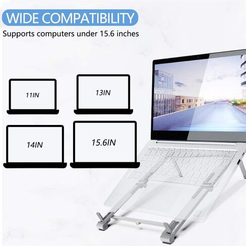 BoxWave Stand and Mount Compatible with Apple MacBook 12" (Retina 2017) - Pocket Aluminum Stand 3-in-1, Portable Multi Angle Viewing Riser - Metallic Silver in Kuwait