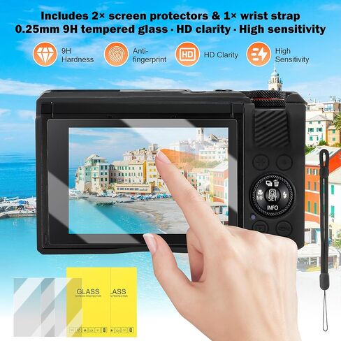 حافظة لكاميرا Canon PowerShot G7 X Mark III الرقمية، غطاء حماية ناعم مضاد للخدش مع غطاء عدسة قابل للإزالة، متوافق مع DSLR، يتضمن واقي شاشة وحزام معصم (أسود) in Kuwait