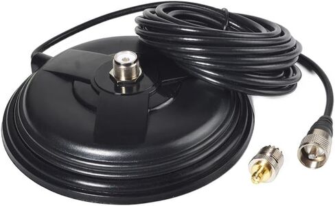 قاعدة هوائي مغناطيسية شديدة التحمل، قطر 155 مم/6.1 بوصة مع كابل RG58 بطول 5 متر ومحول UHF (PL259) إلى SMA-Female لـ Baofeng UV-5R BF-F8HP AR-152 Quansheng K6 UVK5(8) in Kuwait