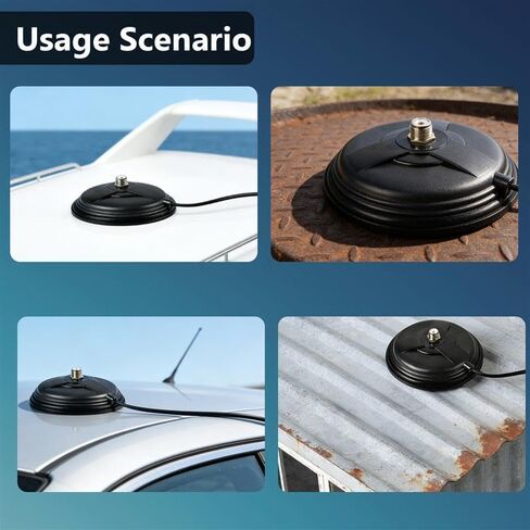 قاعدة هوائي مغناطيسية شديدة التحمل، قطر 155 مم/6.1 بوصة مع كابل RG58 بطول 5 متر ومحول UHF (PL259) إلى SMA-Female لـ Baofeng UV-5R BF-F8HP AR-152 Quansheng K6 UVK5(8) in Kuwait