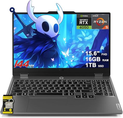 Lenovo LOQ Gaming Laptop 15.6" FHD 144Hz (100% sRGB G-SYNC) AMD Quad-core Ryzen 5 7235HS 32GB DDR5 1TB SSD GeForce RTX 4050 Backlit Nahimic Privacy Camera Rapid Charge Win11Pro w/ICP Hub in Kuwait