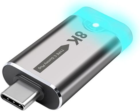 XMSJSIY 8K USB Type-C Dummy Plug Display EDID Emulator USB-C HDR Virtual Monitor Headless Ghost Adapter Supports 7680x4320 with LED Light for Screenless Remote Control -1 PCS in Kuwait