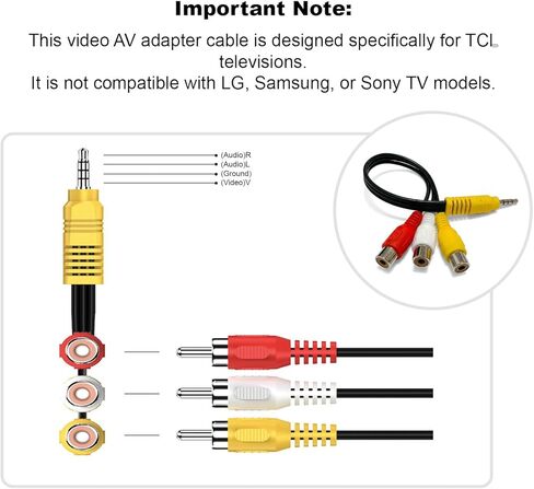 محول AV، كابل محول AV، كابل محول مكون فيديو AV مقاس 3.5 ملم ذكر إلى 3 RCA أنثى للتلفزيون والمسرح المنزلي in Kuwait