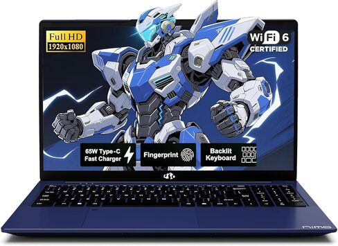 NIMO 15.6 Inch FHD Student Laptop, 16GB RAM 256GB SSD Intel 4-Core (Beat i3-10110U, Up to 3.6GHz), 65W Type-C, Backlit Keyboard, Fingerprint, Wi-Fi 6& Bluetooth 5.3 for Efficient Business Home Office in Kuwait
