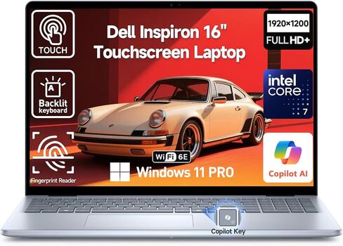 Dell 2026 Inspiron 16 Touchscreen Laptop Computer, Intel 10-Core 7 (Faster Than i7-1355U), 32GB DDR5 1TB SSD, 16" FHD+ Touch Screen, Windows 11 Pro, Backlit Keyboard, Wi-Fi 6E in Kuwait