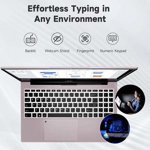 NIMO 15.6" IPS FHD Student Laptop, Intel 6-Core i3-1215U, 8GB RAM, 256GB SSD (Beats i5-1135G7,R5-7520U, Matches i7-1165G7), 65W Type-C, Backlit Keyboard, Fingerprint, Wi-Fi 6, for Home & Business in Kuwait