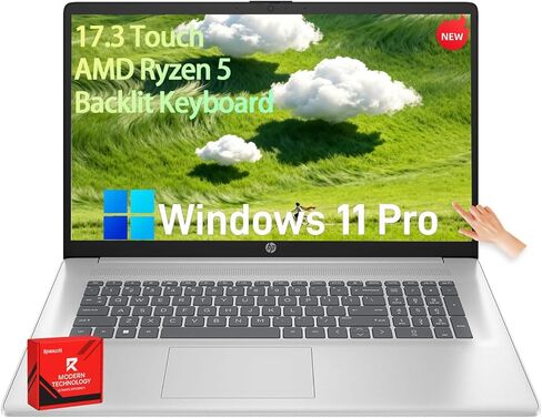 HP 17.3 Touchscreen Business Laptop - AMD Ryzen 5 7430U, 20GB RAM,512GB SSD, 17.3" HD+ Anti Glare Touch, Backlit Keyboard, Fast Charge, Win11 Pro, for Students & Work in Kuwait