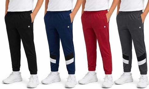 RBX Boys' Sweatpants - 4 Pack Active Tricot Warm-Up Jogger Track Pants (Size: 4-20) in Saudi Arabia