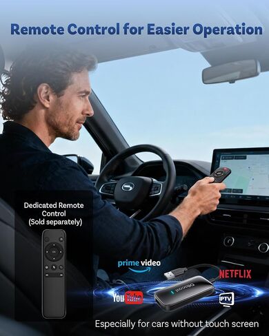 OTTOCAST Play2Video Ultra مع مجموعة التحكم عن بعد في ماوس الهواء اللاسلكي، محول Carplay 2026 ترقية متوافق مع CarPlay اللاسلكي/Android Auto in Kuwait