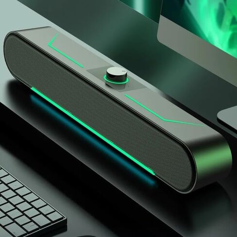 مكبرات صوت كمبيوتر متوهجة مع أضواء LED للألعاب ومكبر صوت ستيريو عالي الدقة على شكل شريط طويل in Kuwait