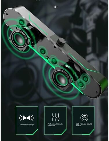 مكبرات صوت كمبيوتر متوهجة مع أضواء LED للألعاب ومكبر صوت ستيريو عالي الدقة على شكل شريط طويل in Kuwait