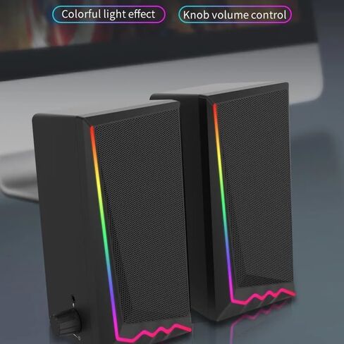 3.5mm 3D Stereo Surround Music RGB Light Gaming Wired Speakers Sound Bar for Computer Desktop PC Loudspeakers in Saudi Arabia
