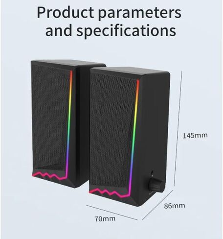3.5mm 3D Stereo Surround Music RGB Light Gaming Wired Speakers Sound Bar for Computer Desktop PC Loudspeakers in Saudi Arabia