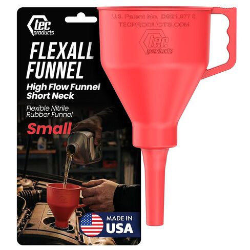 Flexall Short Neck Faull - قمع مرن مع خرطوم لاستخدام السيارات - مطاط نتريل متين - تغيير زيت السيارة ، سائل الإرسال ، الديزل ، الغاز - الولايات المتحدة الأمريكية - صغيرة (8.3 × 4.3 بوصة) in Kuwait