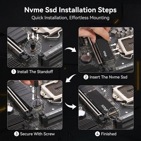 طقم براغي تثبيت M.2 SSD مكون من 34 قطعة، براغي NVMe مع مفك براغي، مواجهات M2 للوحة الأم العالمية، إصلاح الكمبيوتر الشخصي ومسمار كمبيوتر محمول DIY، مجموعة استبدال الأجهزة (أسود) in Kuwait